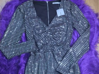 Vestido lentejuelas manga larga