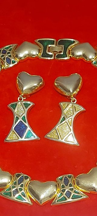 Parure Vintage Alta Bigiotteria Cuori Smaltati