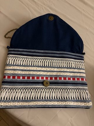Bolso de mano Sfera étnico azul y blanco