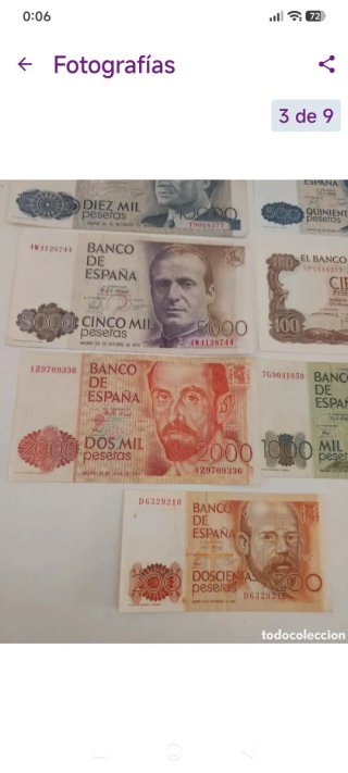 7 Billetes España 1970-1985