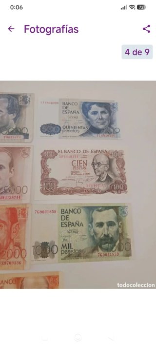 7 Billetes España 1970-1985