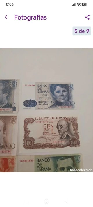 7 Billetes España 1970-1985