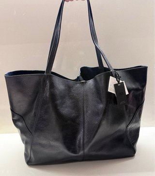 Bolso Tote Zara Negro Piel Maxi