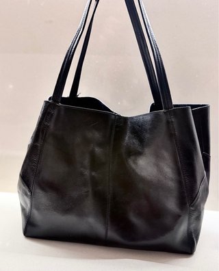 Bolso Tote Zara Negro Piel Maxi