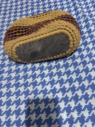 Borsa uncinetto artigianale marrone e oro