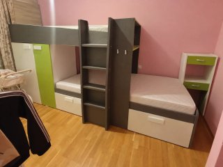 Cama tren modular con armario y cajones