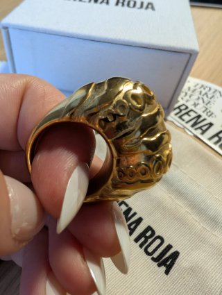 Anillo Arena Roja Kabibe Dorado