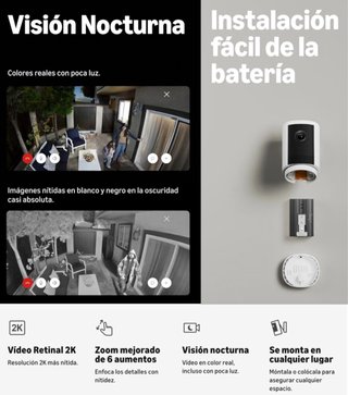 Ring Cámara Vigilancia Exterior 2K Precintada