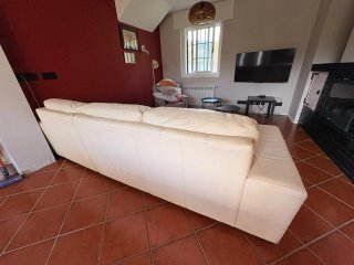 Sofá Chaiselongue Beige Piel