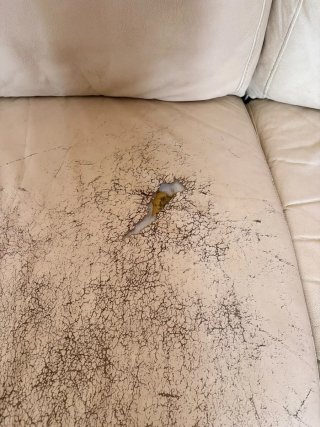 Sofá Chaiselongue Beige Piel