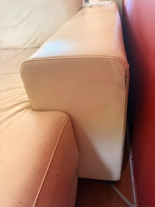 Sofá Chaiselongue Beige Piel