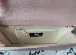 Set pochette + borsellino rosa con strass