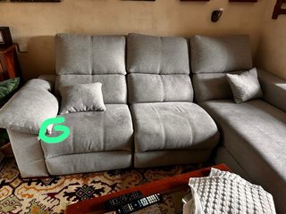 Sofá 3 plazas eléctrico beige/gris
