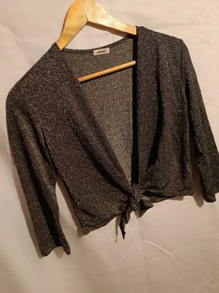 Cardigan brillante plateado talla única