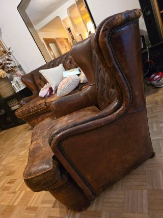 Sofá Chesterfield Piel Vintage Marrón
