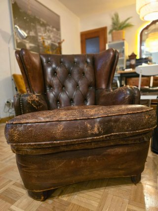 Sofá Chesterfield Piel Vintage Marrón