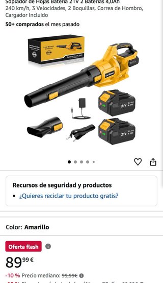 Soplador de Hojas Batería 21V 2 Baterías NUEVO