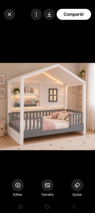Cama infantil casita con barandilla