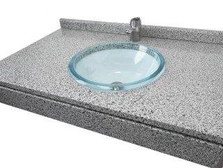 Encimera Granito + Lavabo Vidrio Azul Artesanal