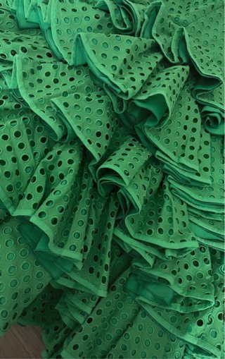 Traje de flamenca verde con volantes