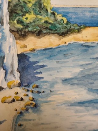 Acuarela original paisaje marino