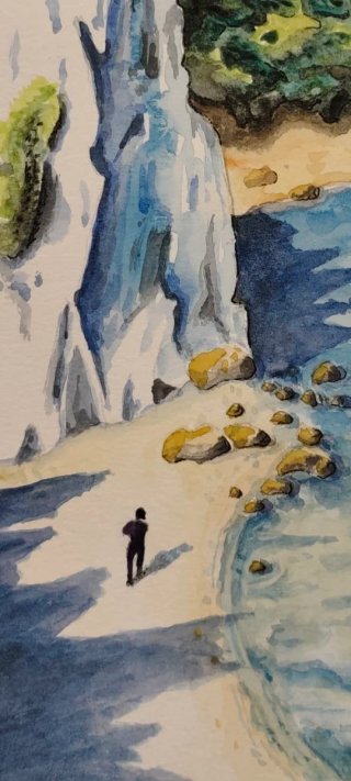 Acuarela original paisaje marino