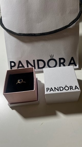 Anillo Pandora Corazón Azul Oro Rosa