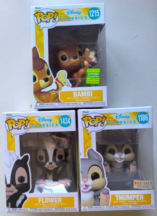 Lote Funko Pop Disney Bambi, Flower, Thumper
