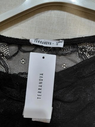 Maglietta Terranova nera pizzo trasparente S