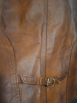 Chaleco de piel marrón vintage western con forro