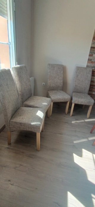 4 Sillas de Comedor Tela Madera