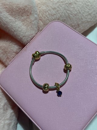 Pulsera Pandora Corazón Cierre Oro y Plata