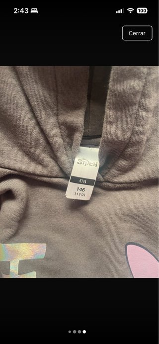 Sudadera niña Stich Disney