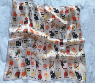 Foulard seta 53x53 cm con uccelli e fiori