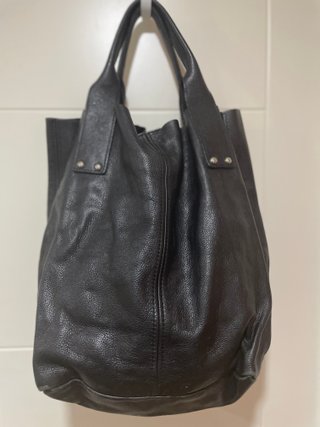 Bolso Zara Piel Negro Grande Tote