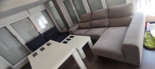 Sofá Chaise Longue Gris Tela