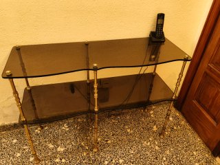 Mueble recibidor cristal y bronce