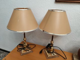 Conjunto 2 Lámparas Sobremesa Beige/Dorado