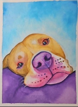 Pintura perro acuarela hecho a mano(tamaño a4)