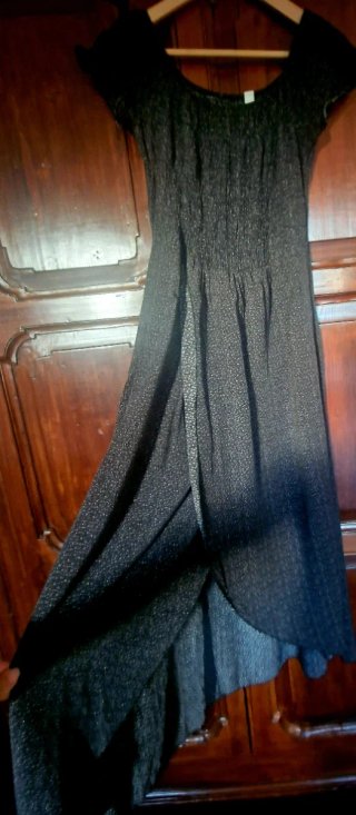 Abito lungo nero con argento Made in Italy