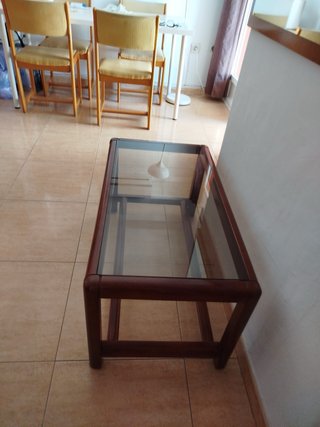Mesa centro y espejo madera