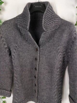 Cardigan Maglione Lana Collo alto Lana Vintage