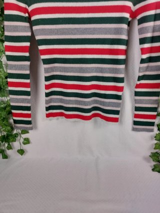 Top Maglione Maniche Lunghe righe invernale