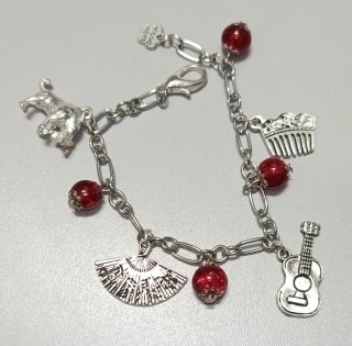Pulsera España Flamenco Guitarra Abanico y toro
