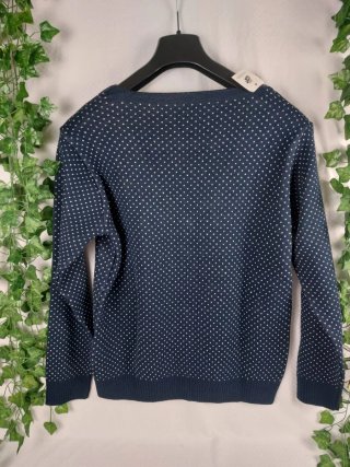 Cardigan Blu Scuro  con Scollo a V Pois