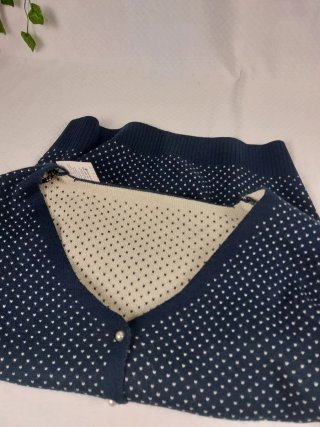 Cardigan Blu Scuro  con Scollo a V Pois