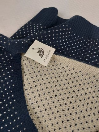 Cardigan Blu Scuro  con Scollo a V Pois
