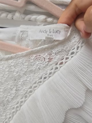 Blusa Andy & Lucy Blanca Encaje Volantes