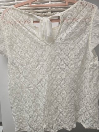 Blusa Andy & Lucy Blanca Encaje Volantes