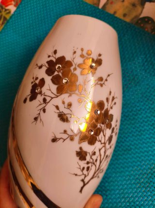 Coppia Vasi Limoges Porcellana Oro e Strass